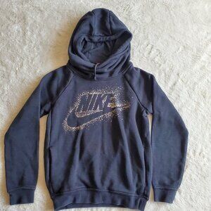 Nike Black Silver Hooded Hoodie Silver Sweater Sweatshirt Womens XS